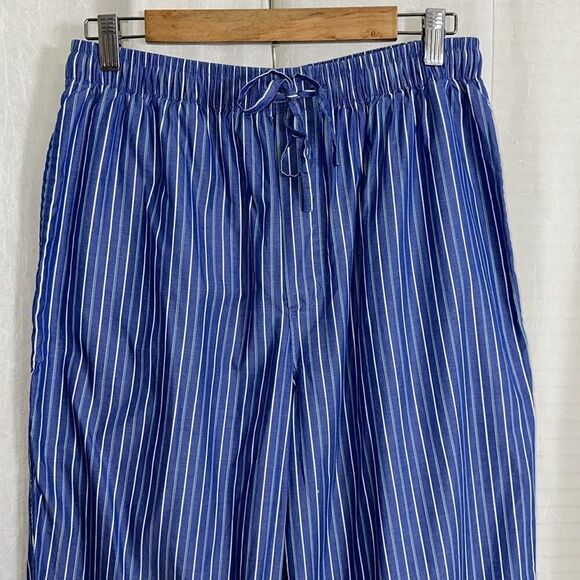 Brooks Brothers M Blue Green White Vertical Stripe 💯Cotton Drawstring PJ Pants - Picture 3 of 10